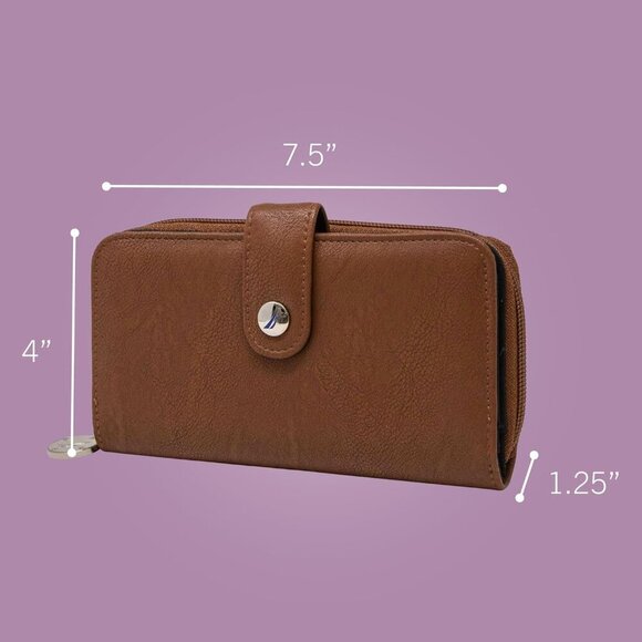 Be Shore Zip Around Wallet for Women RFID Vegan Leather Clutch, Bifold Organizer - Picture 2 of 7